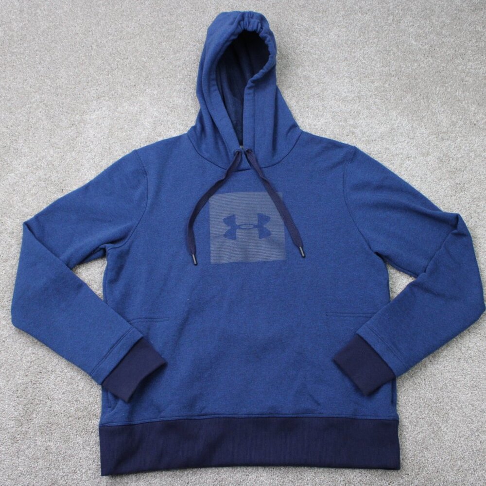 Under Armour Hoodie Womens Large Blue UA Threadborne‎ Fleece Hooded Sweatshirt
